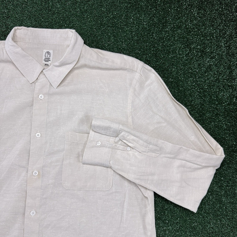 Kato By Hiroshi Kato Men's Long Sleeve Button Linen Shirt Size 2XL